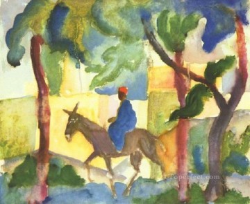 horse cats Painting - Donkey Horse man August Macke